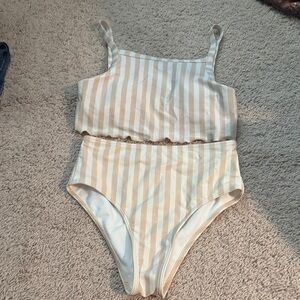 Hollister Beige and White Striped Bikini
